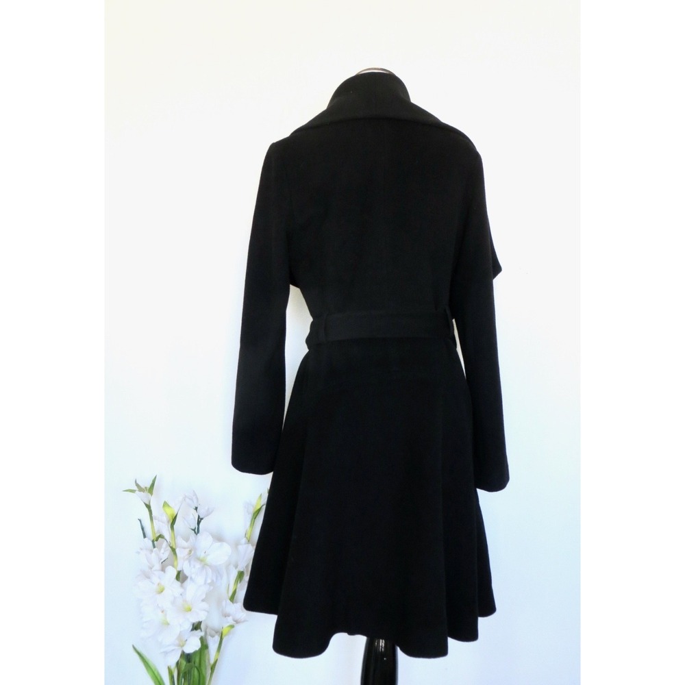 Diane Von Furstenberg Wool Blend Belted Overcoat Black SZ 8 - Picture 8 of 12